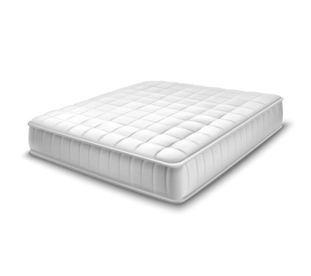 mattress realistic Double white mattress in realistic style on white background isolated vector illustration mattress stock illustrations