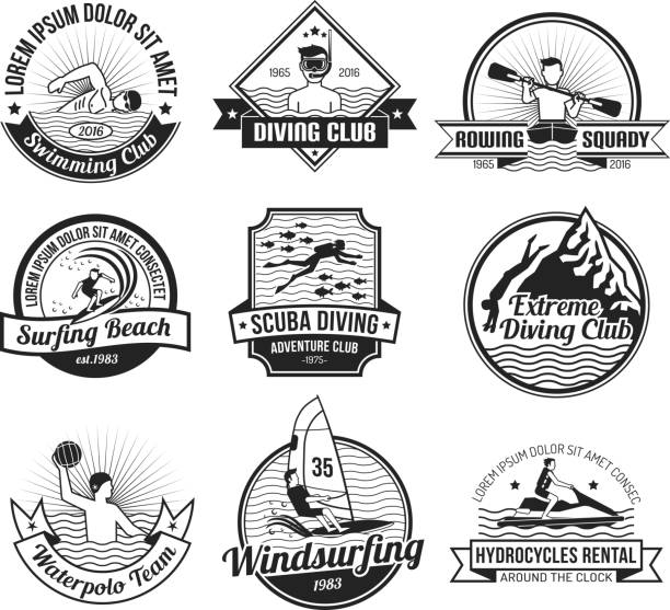 ilustrações de stock, clip art, desenhos animados e ícones de water sport label - lifeguard association