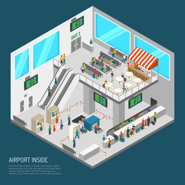 Vector illustration of airport isometric 2