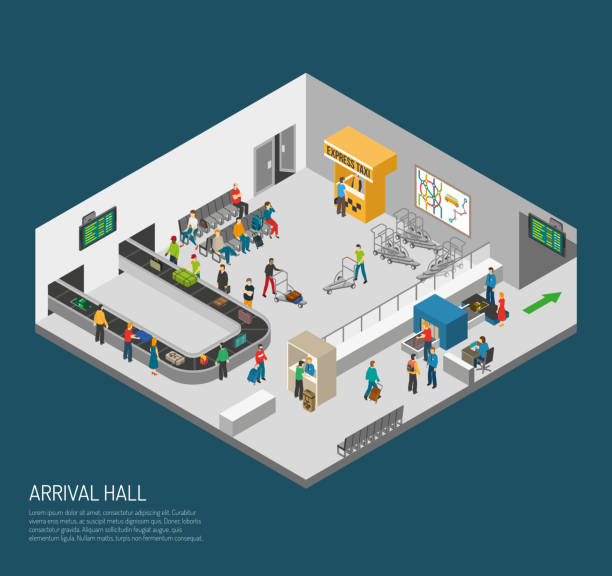 аэропорт изометрический 3 - airport isometric airport security x ray stock illustrations