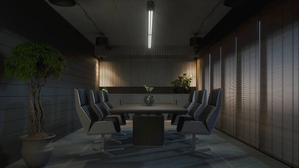 istock Meeting room in dark style. 3d render 1201123299