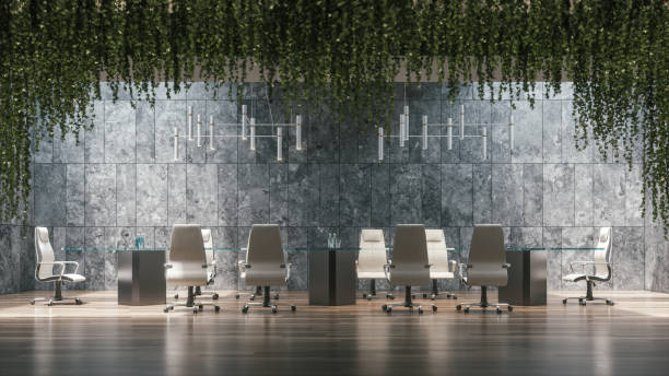 istock Meeting room with plants. 3d render 1201123355