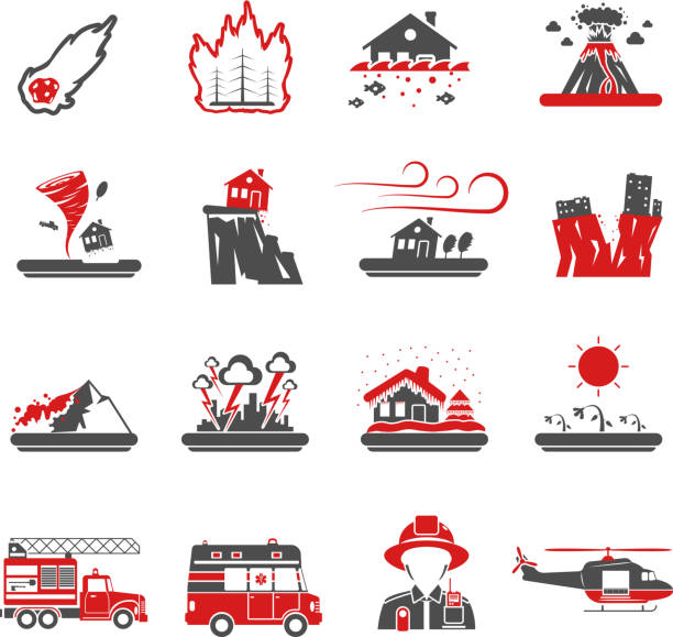 ilustrações, clipart, desenhos animados e ícones de ícone de desastre - tornado natural disaster damaged house