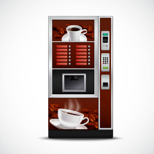 ilustrações, clipart, desenhos animados e ícones de máquina de venda automática de café realista - vending machine machine coin operated convenience