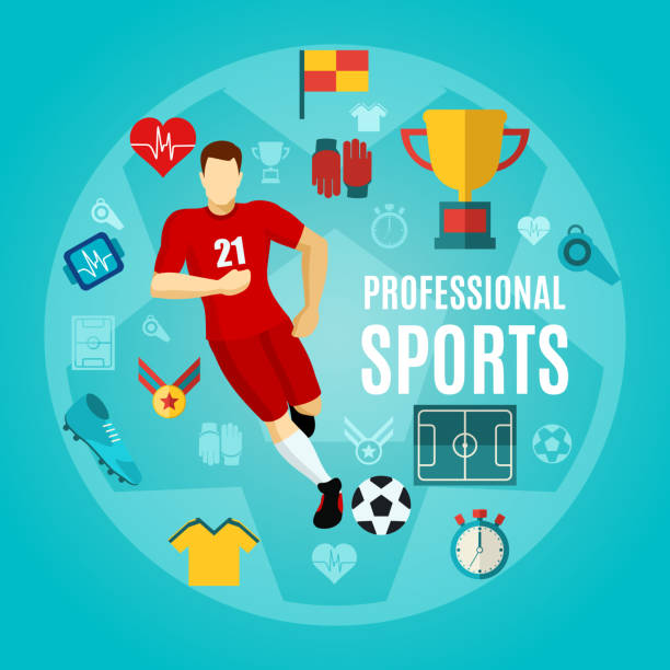 sport wohnung - soccer ball running sports uniform red stock-grafiken, -clipart, -cartoons und -symbole