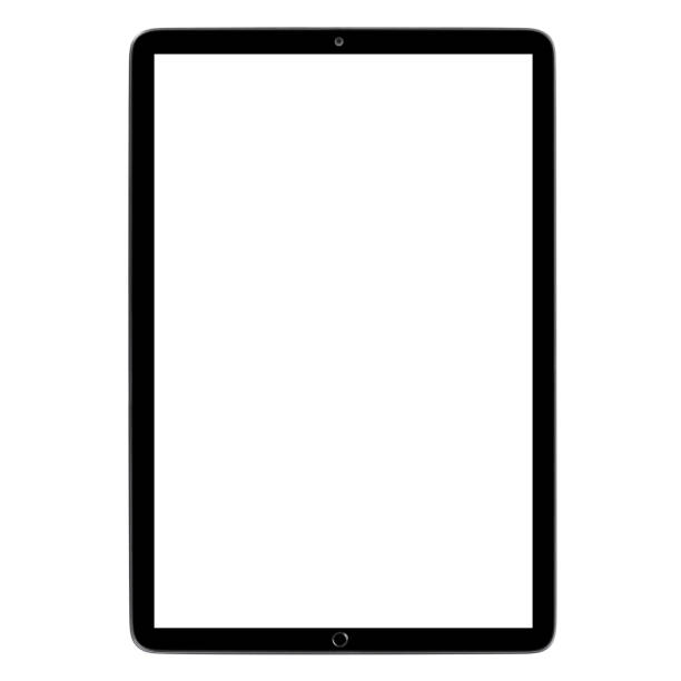 schwarze tablette auf weiß - tablet pc stock-fotos und bilder