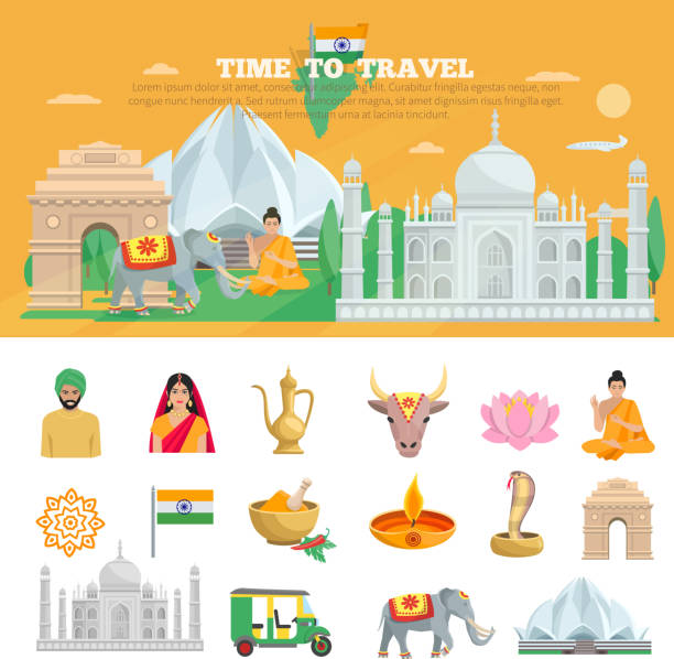 ilustrações de stock, clip art, desenhos animados e ícones de flat india - lotus mahal