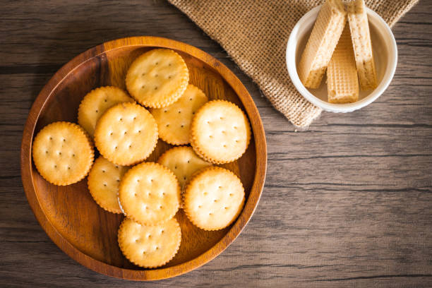 istock Biscuit and cracker on the wood plate 1201126781