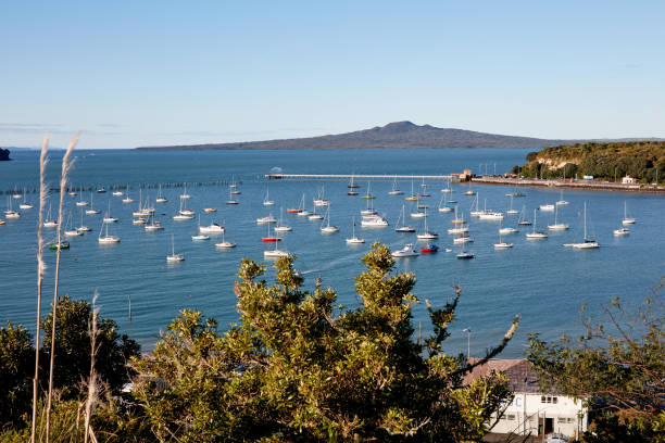 North Head from Okahu Bay, Auckland, New Zealand Scenes from Okahu Bay in Auckland in 2018 Waitemata Harbor stock pictures, royalty-free photos & images