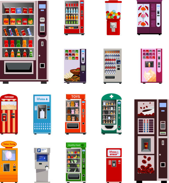 иконки торговых автоматов - vending machine machine candy selling stock illustrations