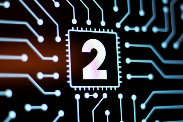 istock Technology Background and Circuit Board With Number 2. Close-Up Computer Screen Concept. 1201130050