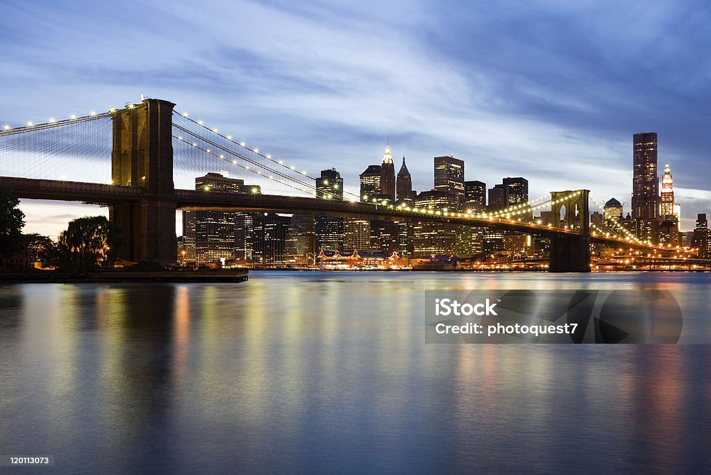 New York City at night Brooklyn Bridge and Manhattan at night Brooklyn Bridge Stock Photo