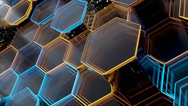 istock Abstract Glass Background of Hexagons. 3D illustration 1201135018