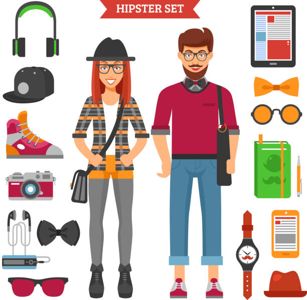 ilustrações de stock, clip art, desenhos animados e ícones de hipster couple - characters pen shoe vector