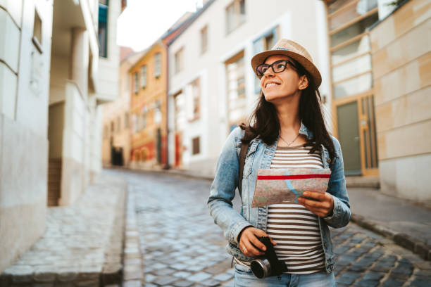 istock Female tourist on Budapest streets 1201135518