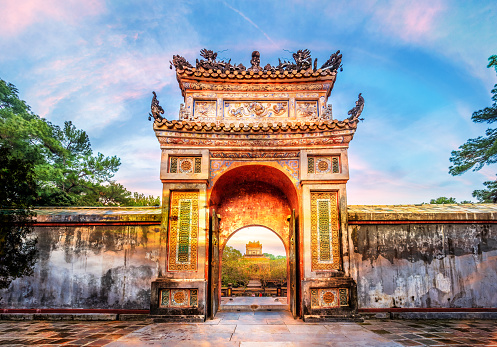 Historic Tu Duc Tomb in the city of  Hue in Vietnam