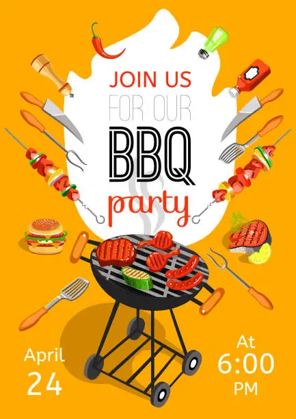 Vector illustration of bbq party poster