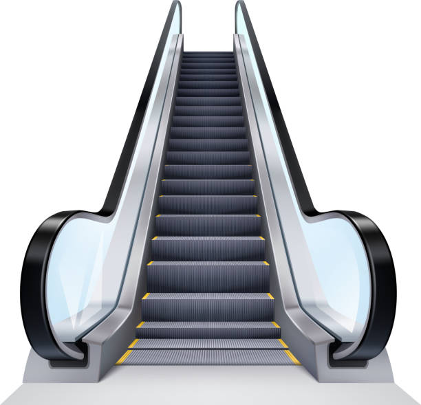 ilustrações de stock, clip art, desenhos animados e ícones de escalator realistic - black ladder white staircase