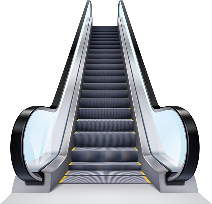 Single escalator on white background realistic isolated vector illustration
