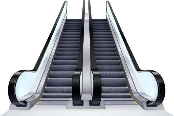 ilustrações de stock, clip art, desenhos animados e ícones de escalators up and down - escalator shopping mall shopping transparent