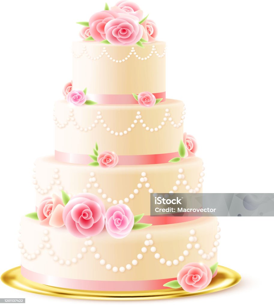 Wedding Cake Realistic Stock Illustration - Download Image Now ...