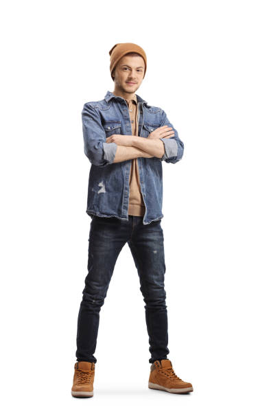 istock Guy in jeans and a woolen hat 1201139174