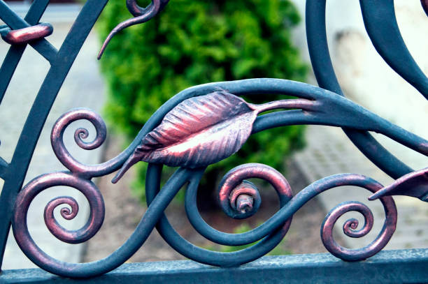 istock Beautiful decorative forged fence decoration 1201139966