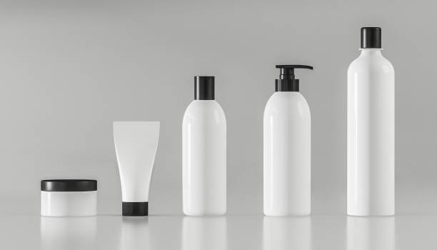 istock Mockup kit containers for cosmetics in white - 3D illustration 1201141466