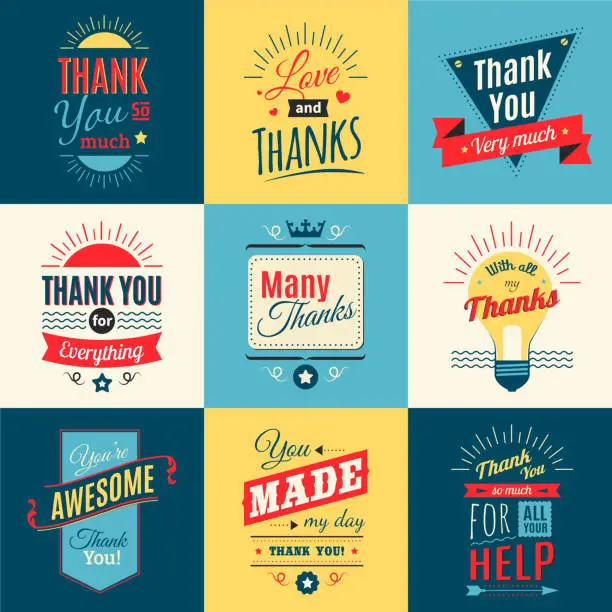 Vector illustration of thank you sings colored