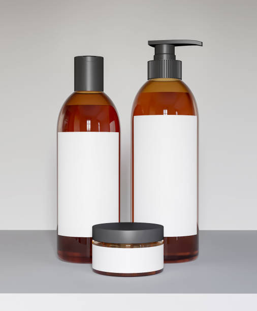 istock Mockup kit containers for cosmetics on a light background - 3D illustration 1201141585