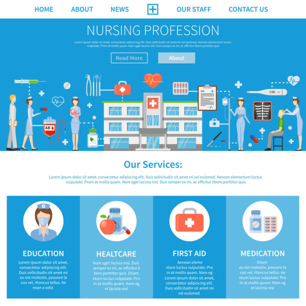 ilustrações de stock, clip art, desenhos animados e ícones de nurse health care onepage - primary care