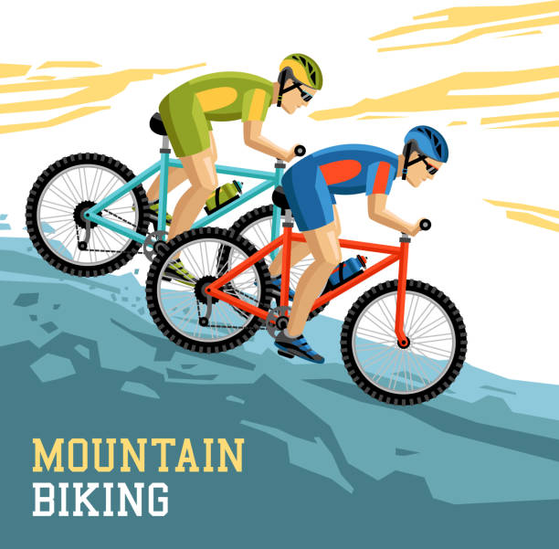 ilustrações de stock, clip art, desenhos animados e ícones de mountain biking illustration - impetus