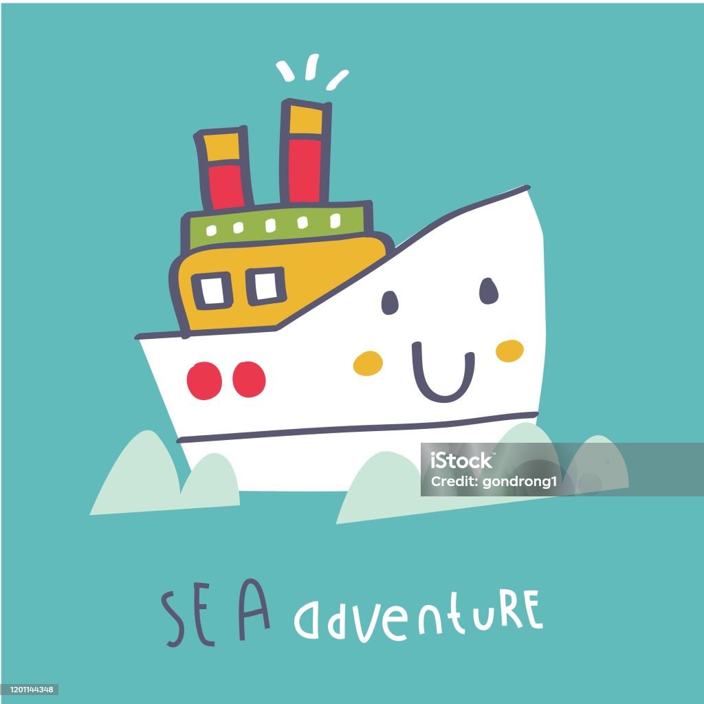 Cute Ship Cartoon Vector Kids Hand Drawing Stock Illustration - Download  Image Now - Baby - Human Age, Ship, Animal - iStock