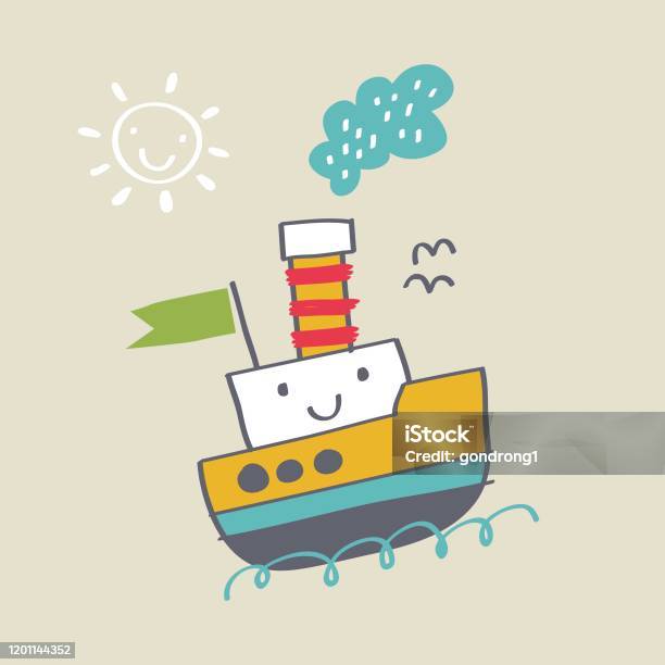 Cute Ship Cartoon Vector Kids Hand Drawing Stock Illustration - Download  Image Now - Ship, Animal, Animal Head - iStock