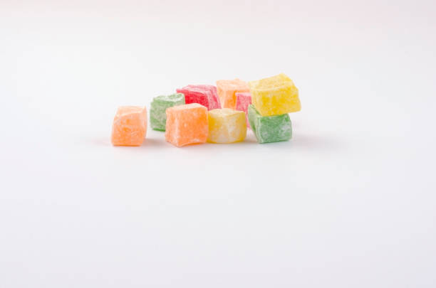 istock Colored cubes of rahat-lokum on a light background 1201144618