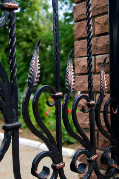 istock Decoration with beautiful forged fence elements 1201144685