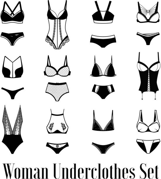 Women Booty with Different Types of Underwear. Stock Vector