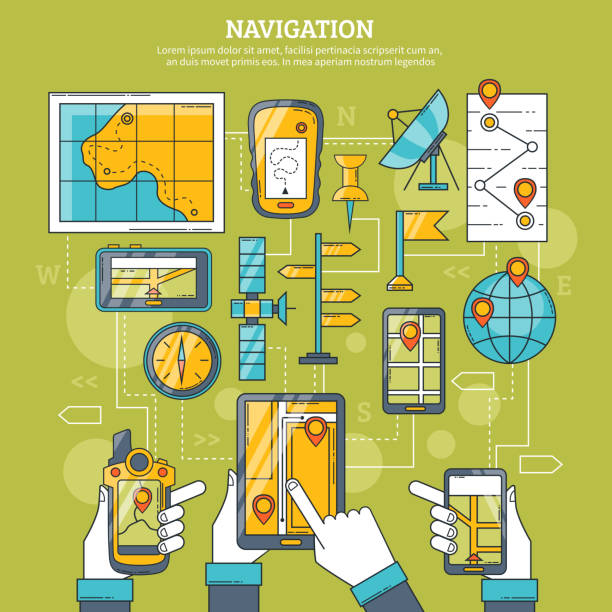 ilustrações, clipart, desenhos animados e ícones de ilustração de navegação - global positioning system cartography map globe