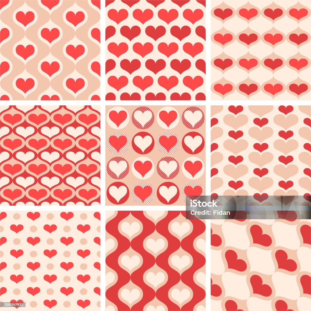 Stock Heart Pattern Set Of Seamless Vector Hearts Patterns Valentines Day Backgrounds For ...