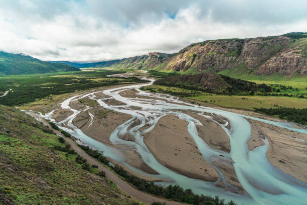 Scenic view of river  in Patagonian Andes in Argentina