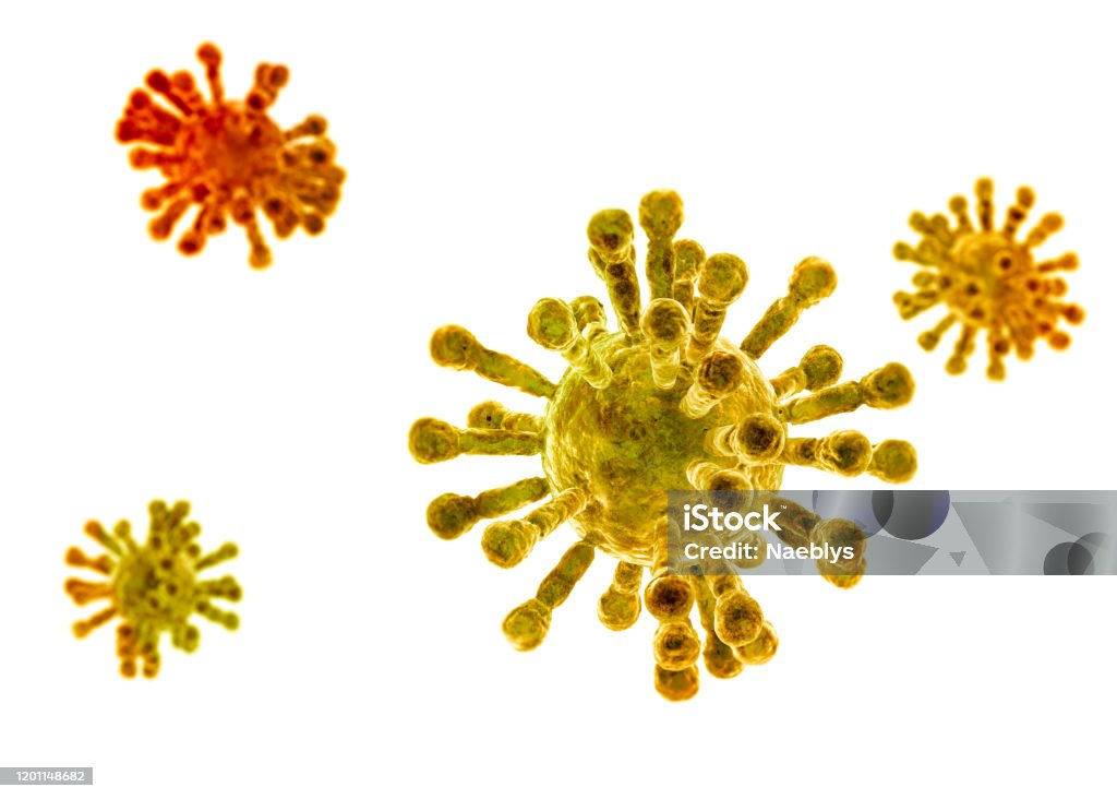Vista microscópica del coronavirus, un patógeno que ataca las vías respiratorias. Sars. Contagio, propagación. Gripe. Enfermedad infecciosa - Foto de stock de COVID-19 libre de derechos