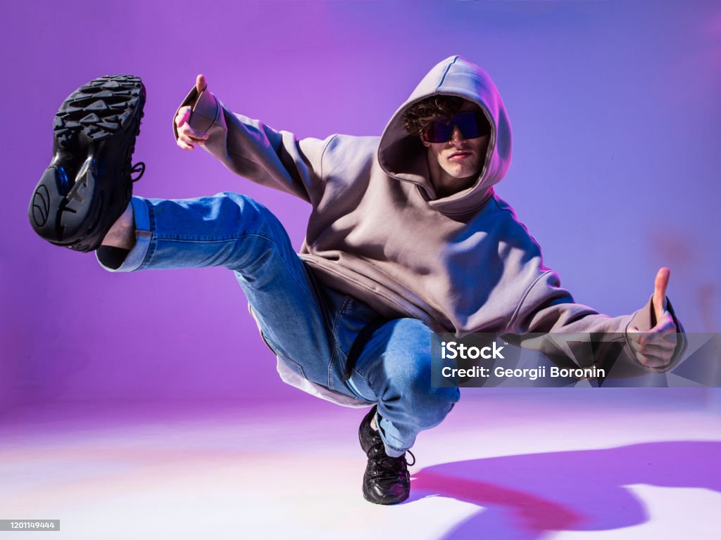 Breakdancing Young Man In Hoodie With Hair Styling Dance School Poster Copy  Space Battle Competition Announcement Stock Photo - Download Image Now -  iStock