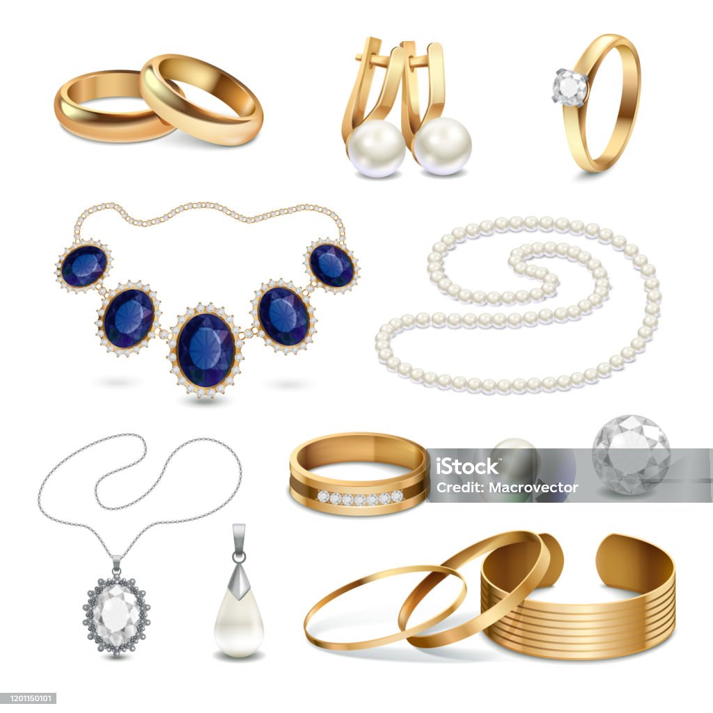 Jewelry Accessories Realistic Stock Illustration - Download Image Now -  Jewelry, Gold - Metal, Necklace - iStock