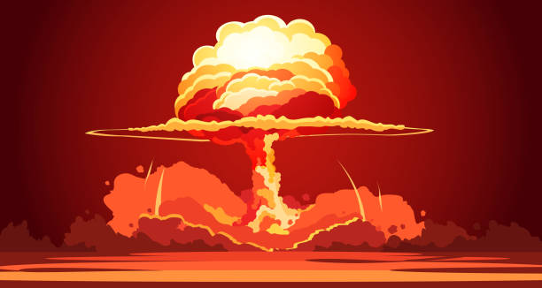 ilustraciones, imágenes clip art, dibujos animados e iconos de stock de explosión nuclear - fireball flame fire bomb