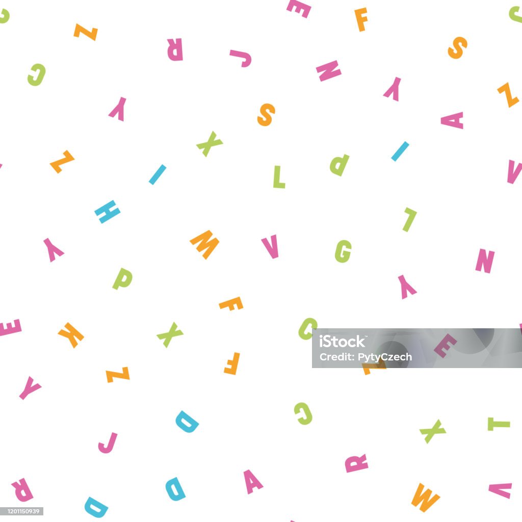 Random Order Letters Seamless Pattern Of Colorful Letters Random Order Signs Vector ...