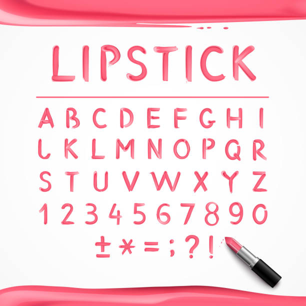 illustrations, cliparts, dessins animés et icônes de rouge à lèvres alphabet - lipstick