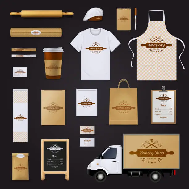 Vector illustration of bakery corporate identity design