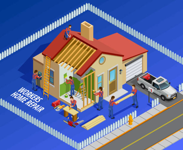 근로자 주택 수리 - home improvement drill house repairing stock illustrations