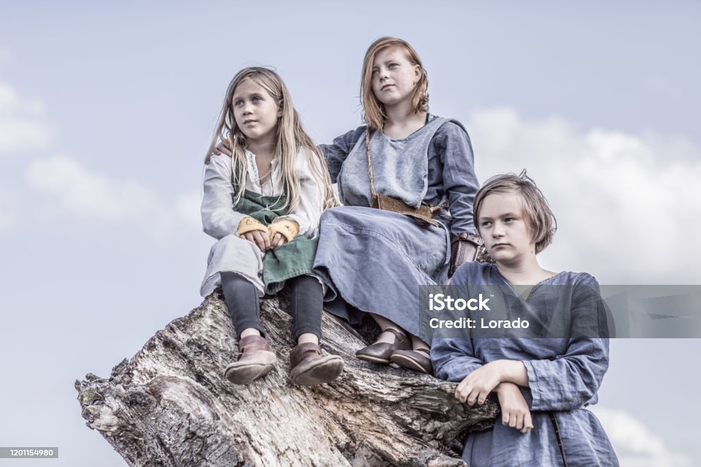 Luminancia pedazo Posicionar Un Grupo De Niños Vikingos En Un Asentamiento Vikingo Foto de stock y más  banco de imágenes de Otoño - iStock