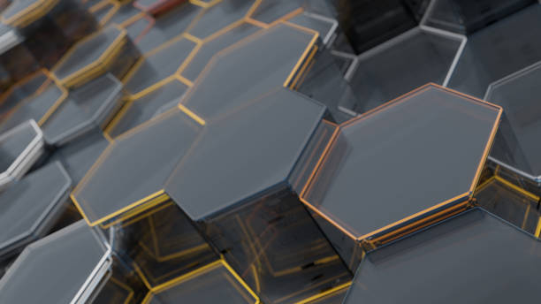 istock Abstract Glass Background of Hexagons. 3D illustration 1201156242